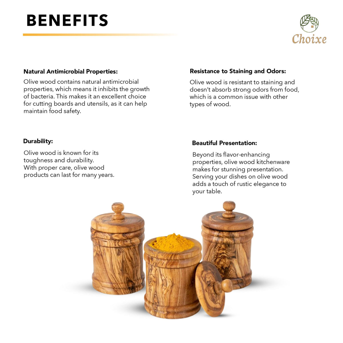 Premium Olive Wood Canister Set with Carved Storage Base - Elegant Countertop Kitchen Organizers for