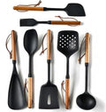 Sleek Black Cooking Utensil Set