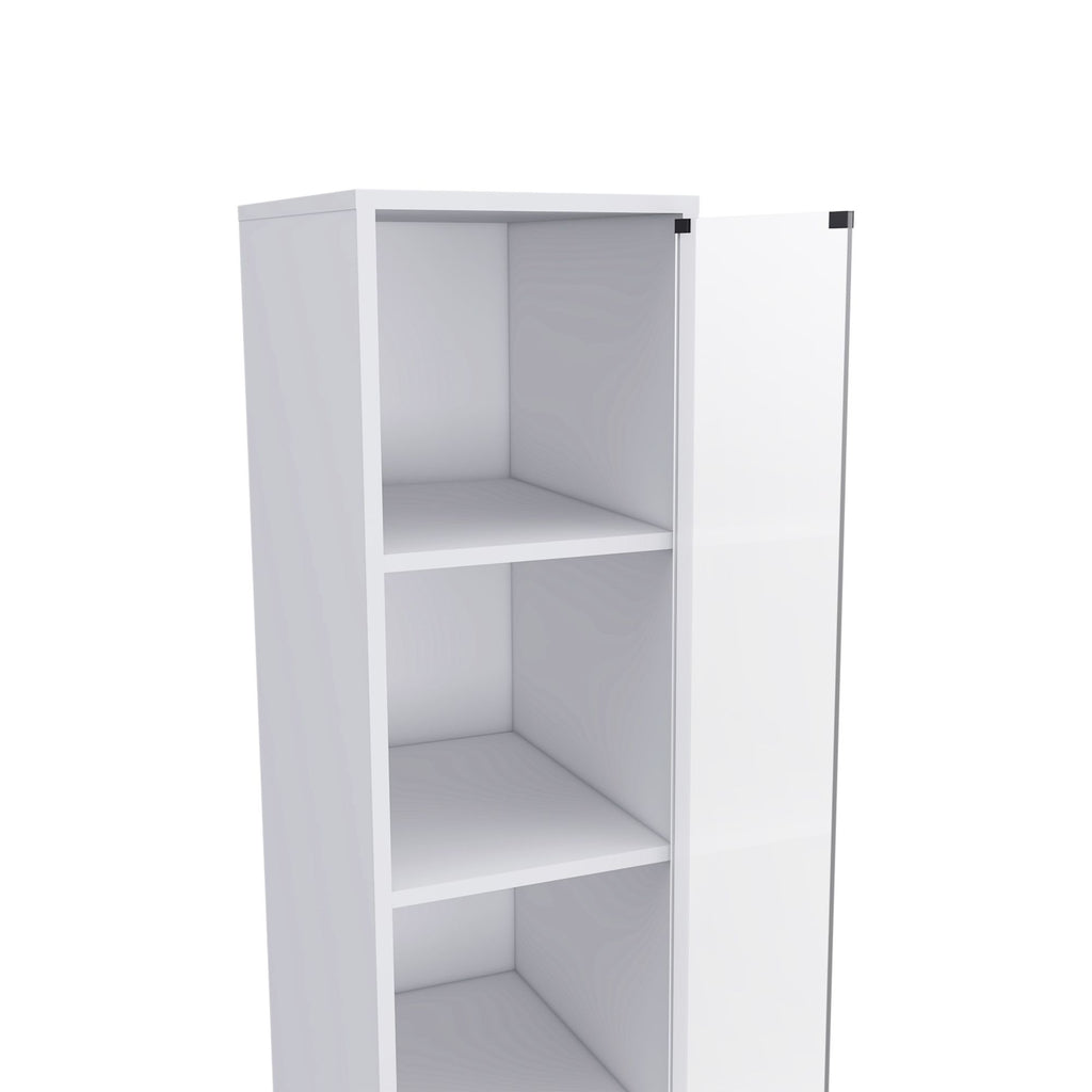 Preston Linen Cabinet – Three Shelves, Three Drawers, Glass Door
