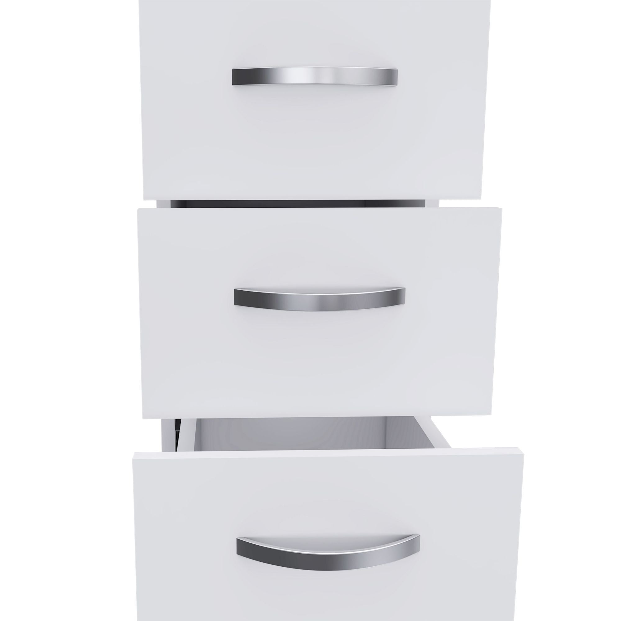 Preston Linen Cabinet – Three Shelves, Three Drawers, Glass Door