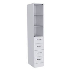 Preston Linen Cabinet – Three Shelves, Three Drawers, Glass Door