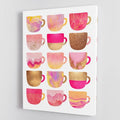 Pretty Pink Coffee Cups Canvas Wall Art