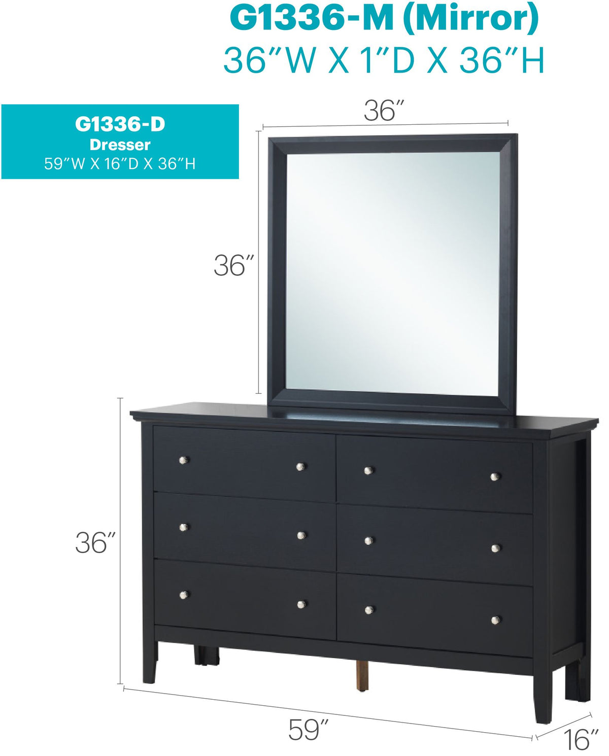Primo G1336-D Black Dresser with Modern Flair