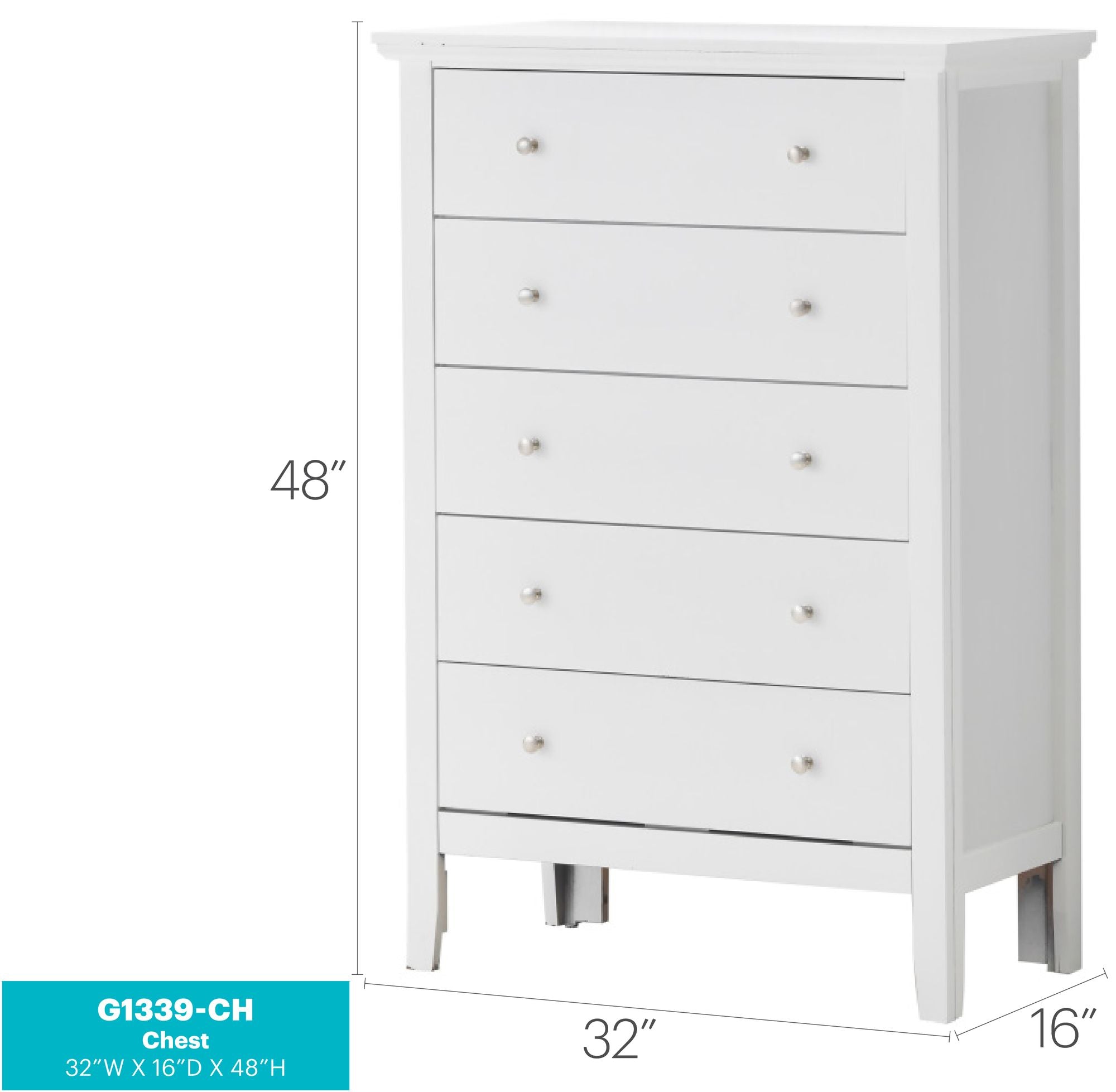Primo White Chest – Fully Assembled with French Dovetail Drawers