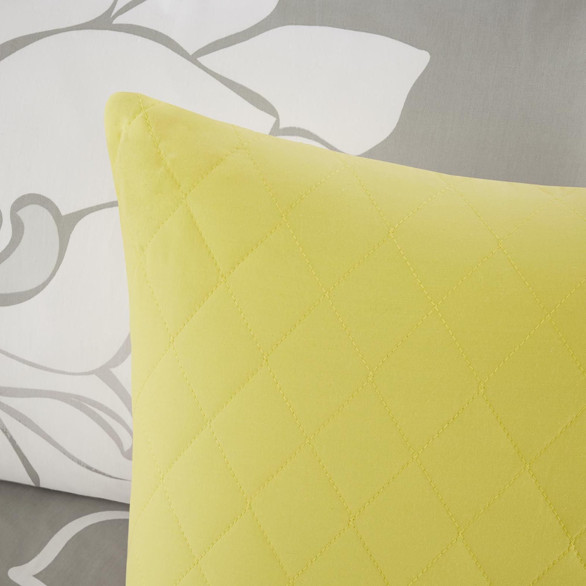 Printed Cotton Sateen Comforter Set with Floral Motif and Decorative Pillows