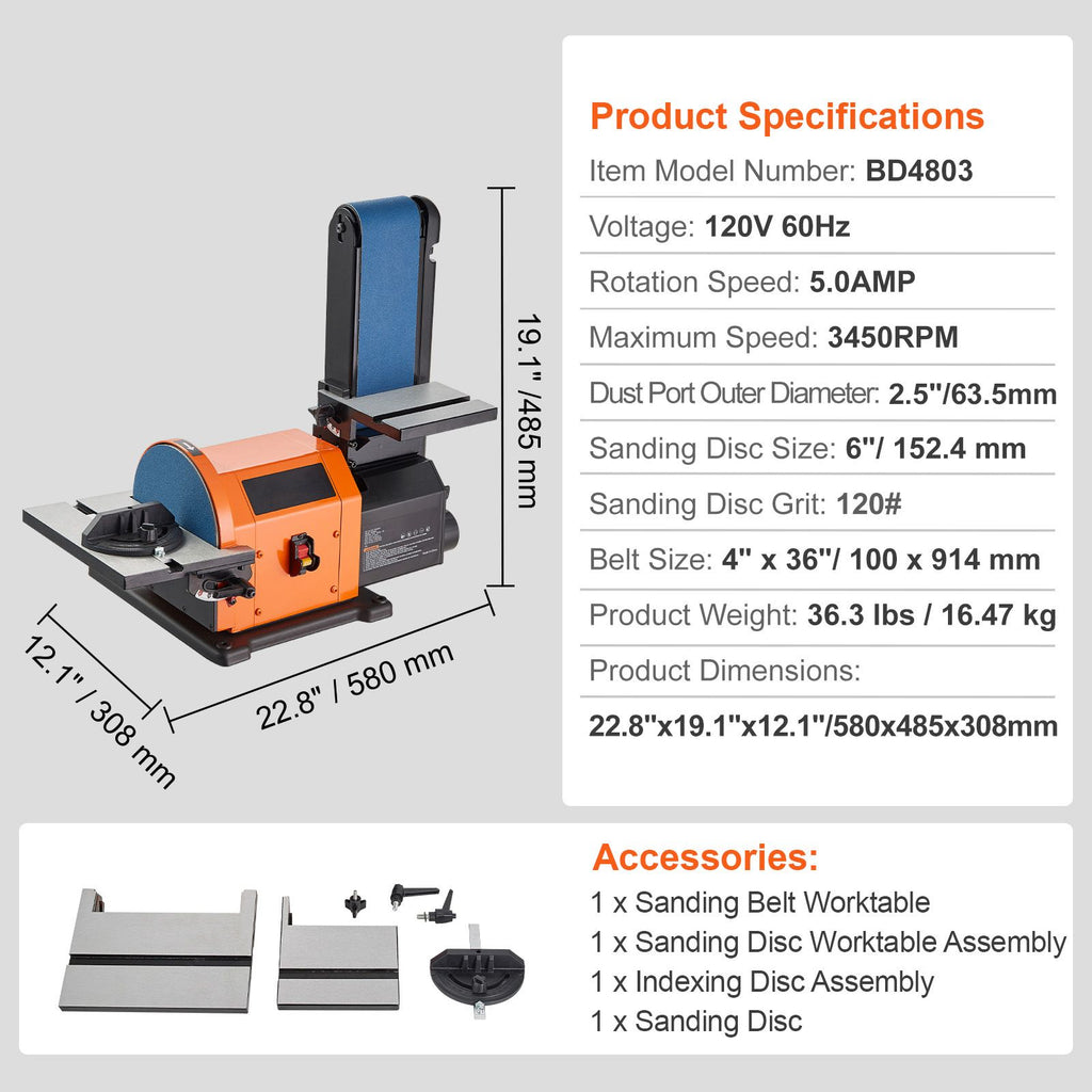 Professional Belt Sander, Disc Sander and. Belt Sander with 5A Induction