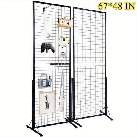 Double-Sided Gridwall Display System with Sturdy T-Base & Hooks