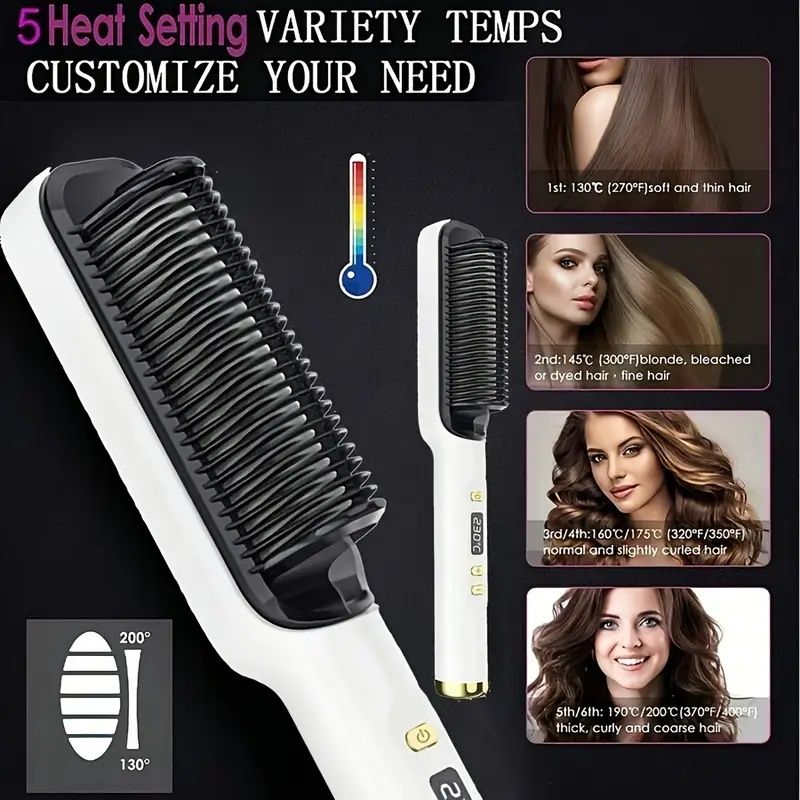 Professional Ionic Hair Straightening Brush with Fast Heating Ceramic Technology