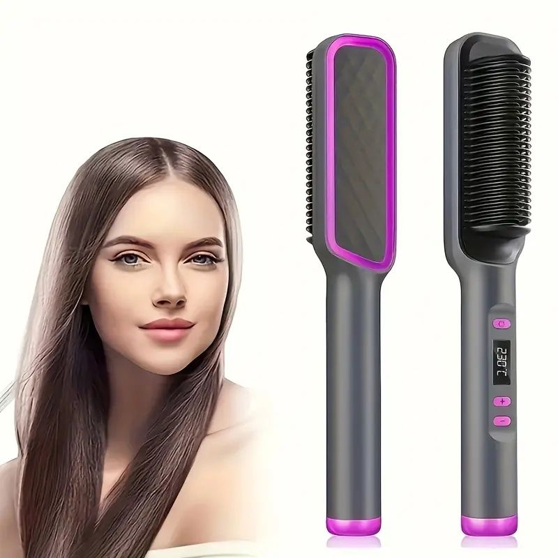 Professional Ionic Hair Straightening Brush with Fast Heating Ceramic Technology