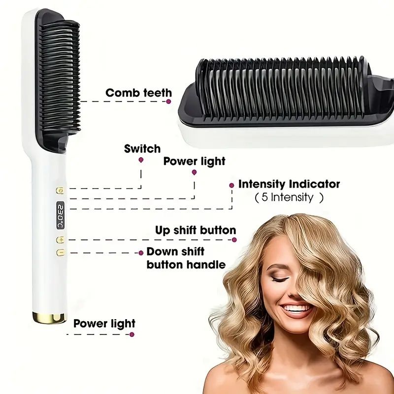 Professional Ionic Hair Straightening Brush with Fast Heating Ceramic Technology