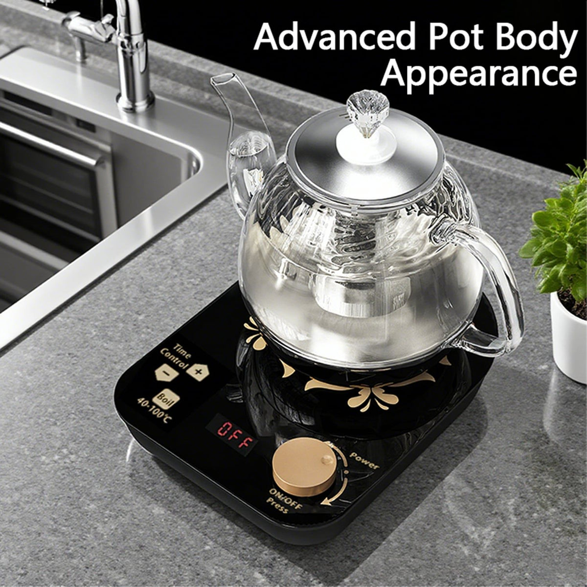 Compact Electric Teapot for Brewing and Keep-Warm Service