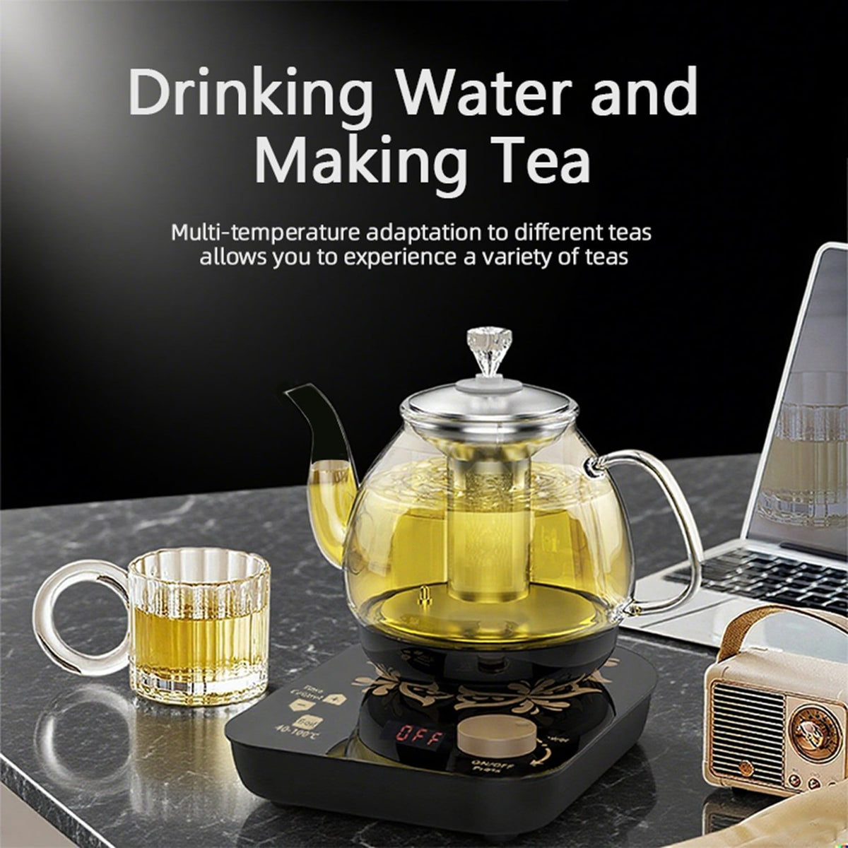 Compact Electric Teapot for Brewing and Keep-Warm Service