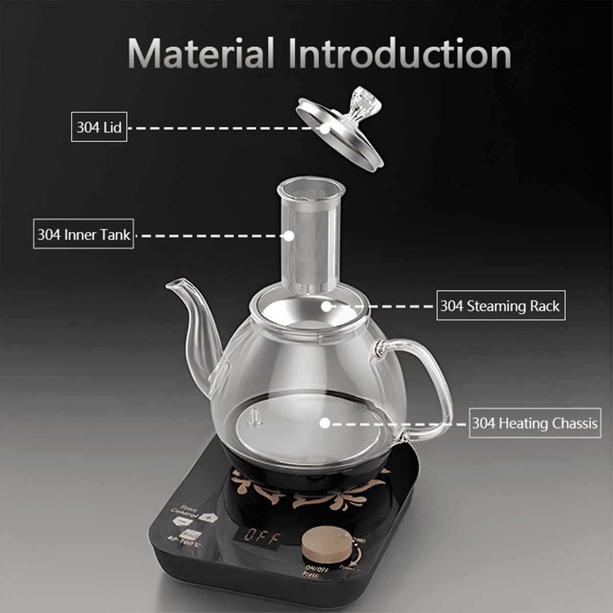 Compact Electric Teapot for Brewing and Keep-Warm Service