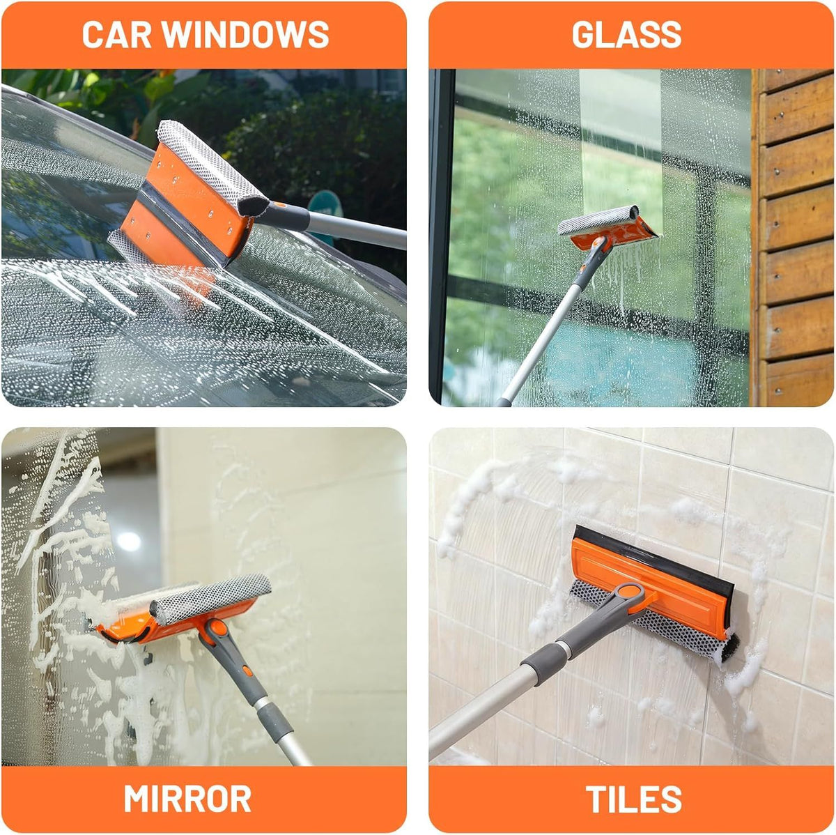 Rotatable Two-in-One Window Squeegee Kit