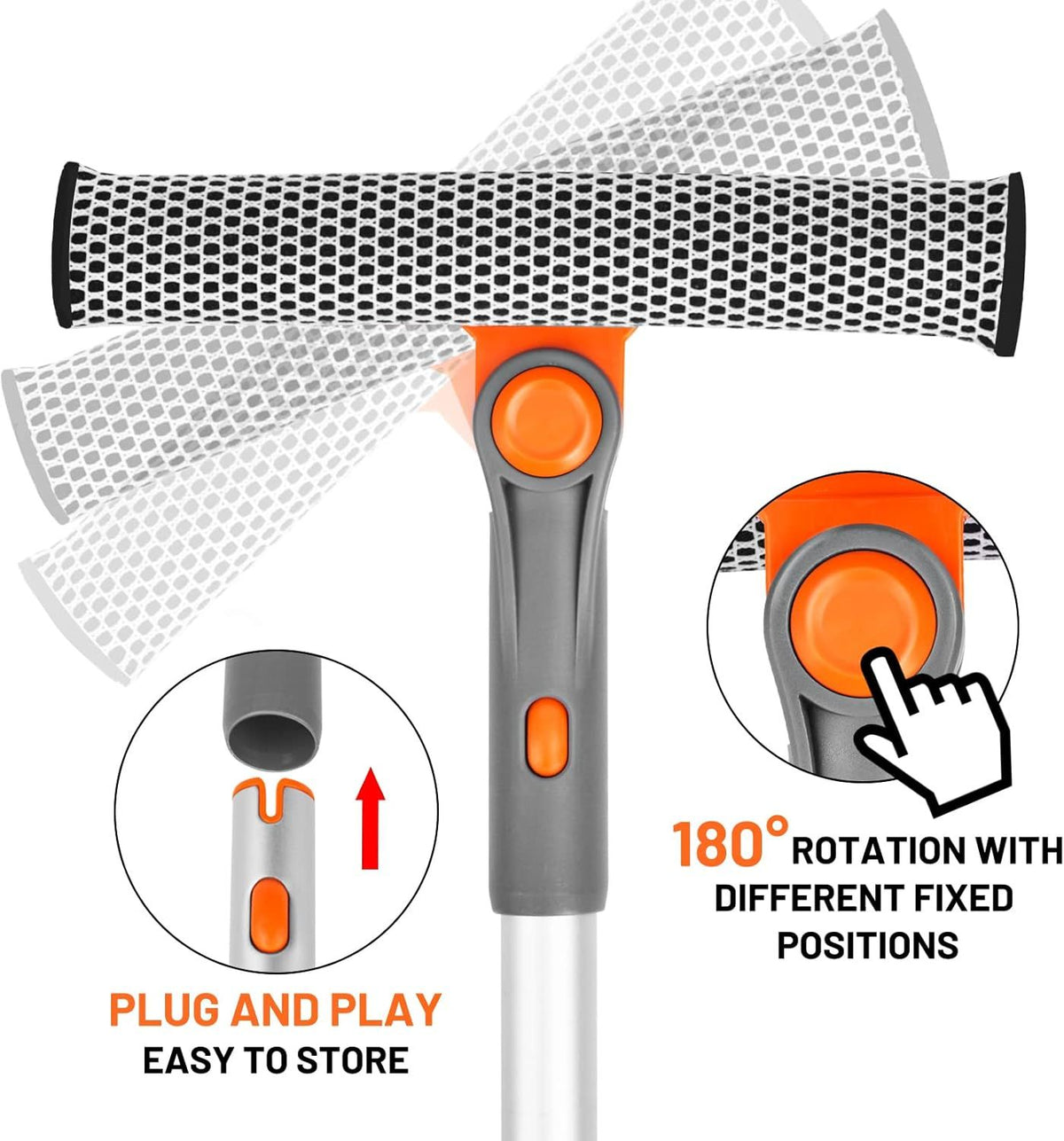 Rotatable Two-in-One Window Squeegee Kit