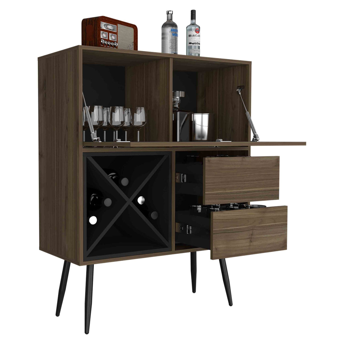 Prunus Bar Cabinet with Bottle Racks and Drawers