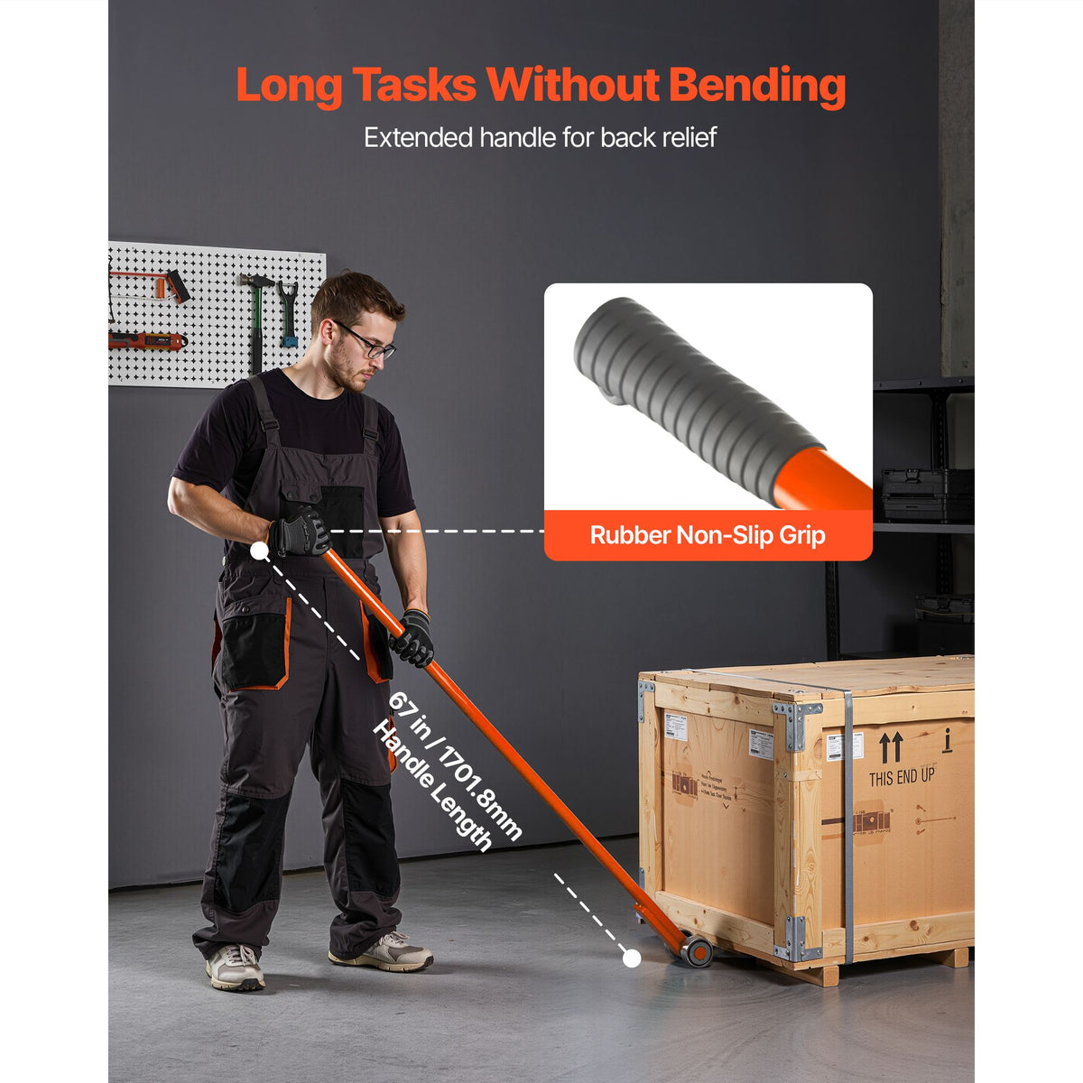 Wheeled Pry Lever Bar for Pallets and Heavy Equipment