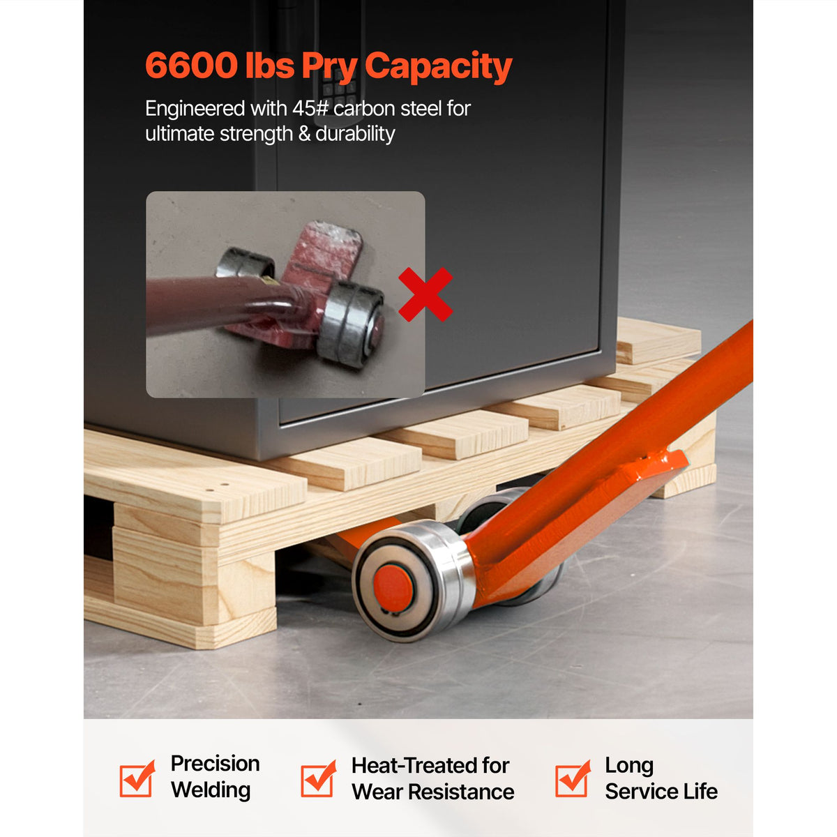 Wheeled Pry Lever Bar for Bulky Equipment Handling