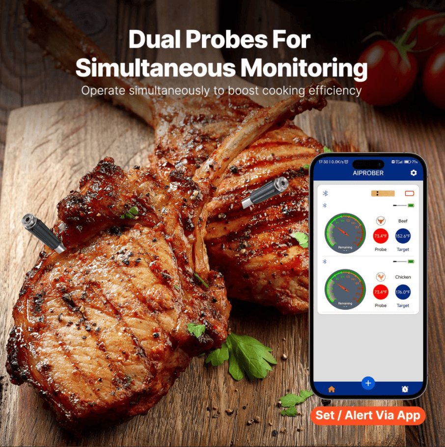 PSJX168A barbecue meat thermometer SUS304 food grade Bluetooth 5.2 transmission distance batte