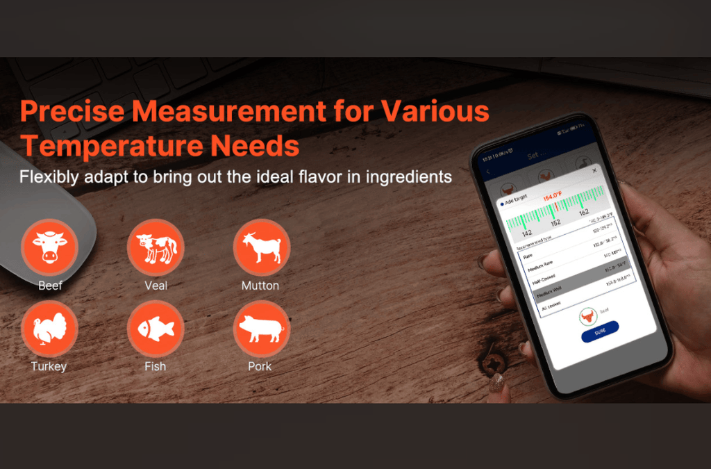 PSJX168A barbecue meat thermometer SUS304 food grade Bluetooth 5.2 transmission distance batte