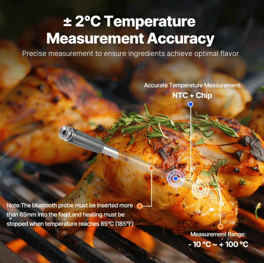 PSJX168A barbecue meat thermometer SUS304 food grade Bluetooth 5.2 transmission distance batte