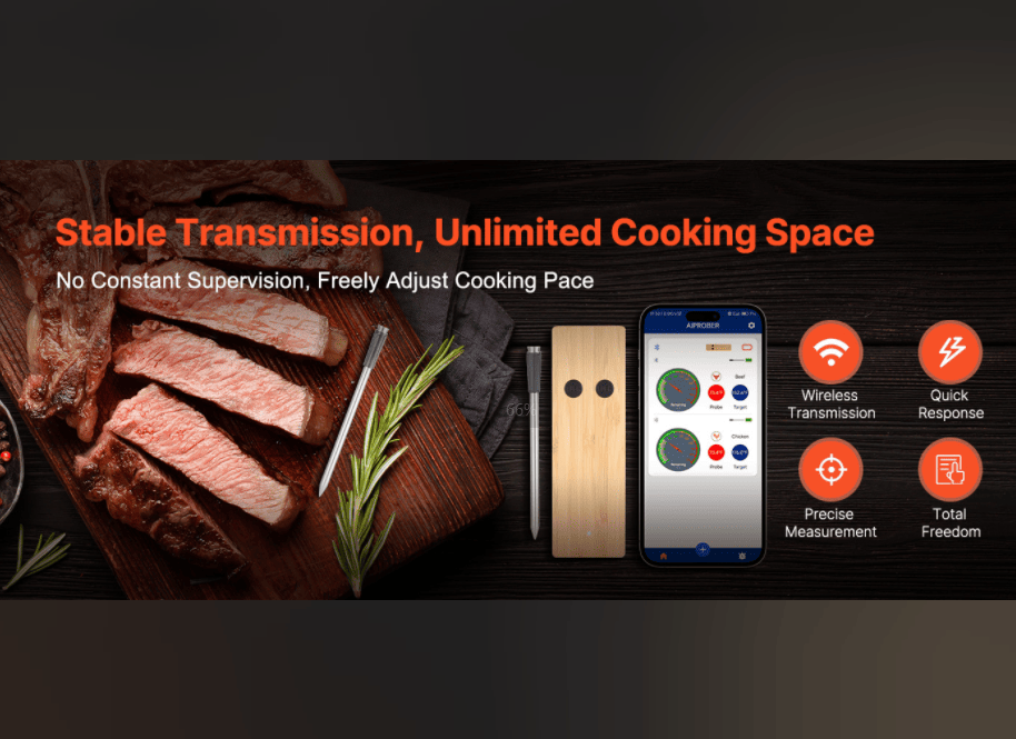 PSJX168A barbecue meat thermometer SUS304 food grade Bluetooth 5.2 transmission distance batte