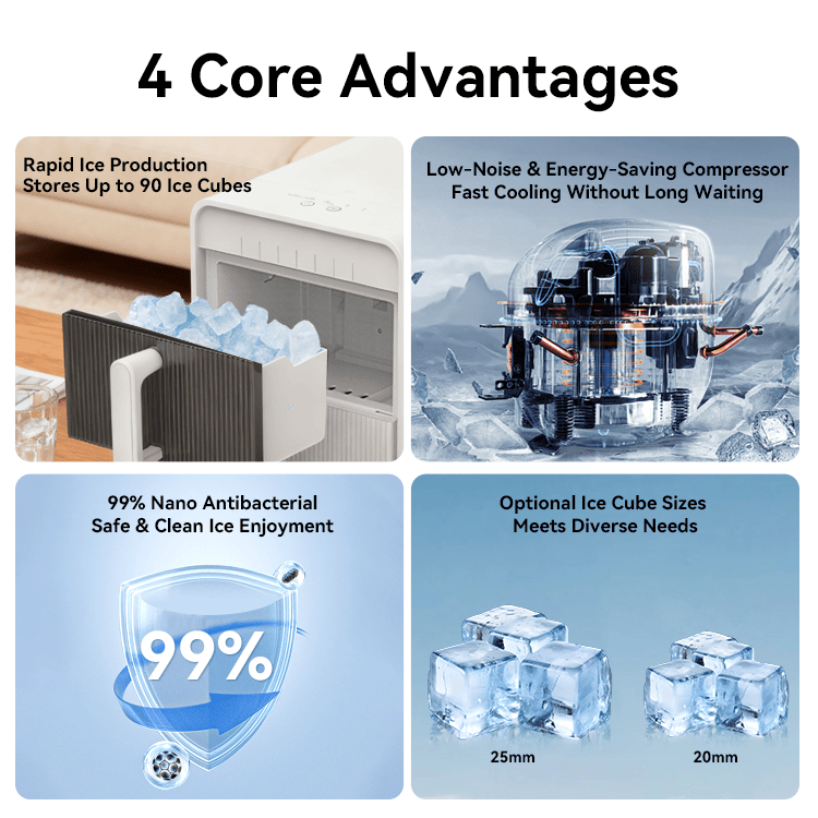 Countertop Automatic Ice Maker With Bullet Ice and Self-Cleaning Cycle