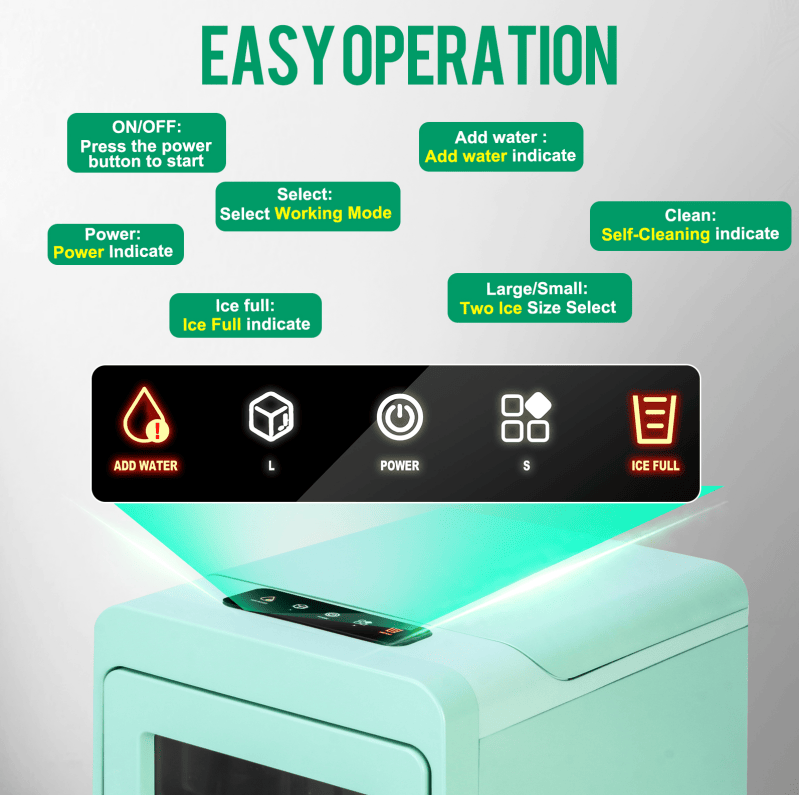 Countertop Automatic Ice Maker With Bullet Ice and Self-Cleaning Cycle