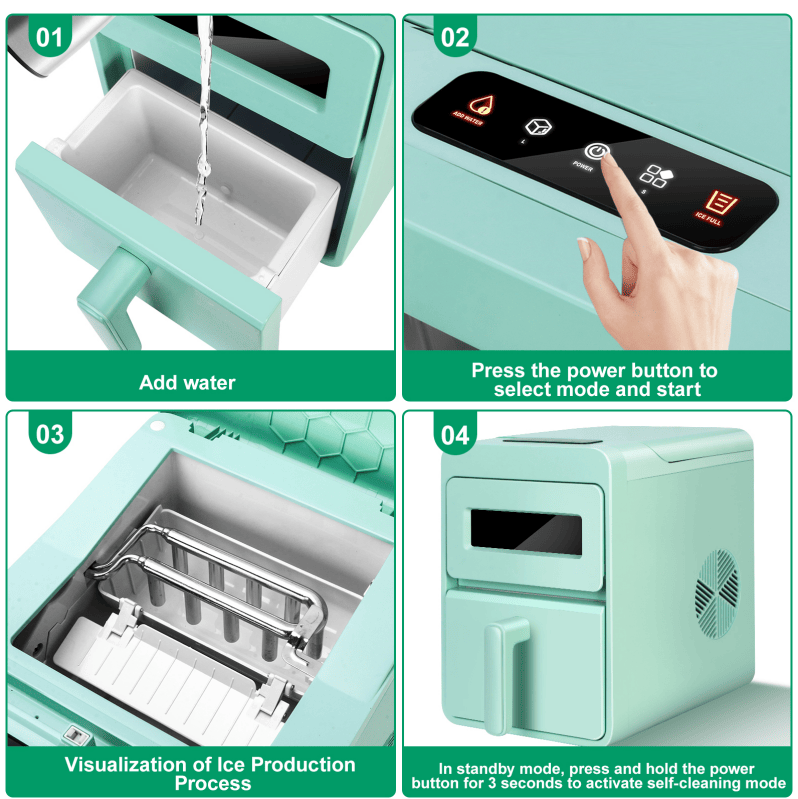 Countertop Automatic Ice Maker With Bullet Ice and Self-Cleaning Cycle