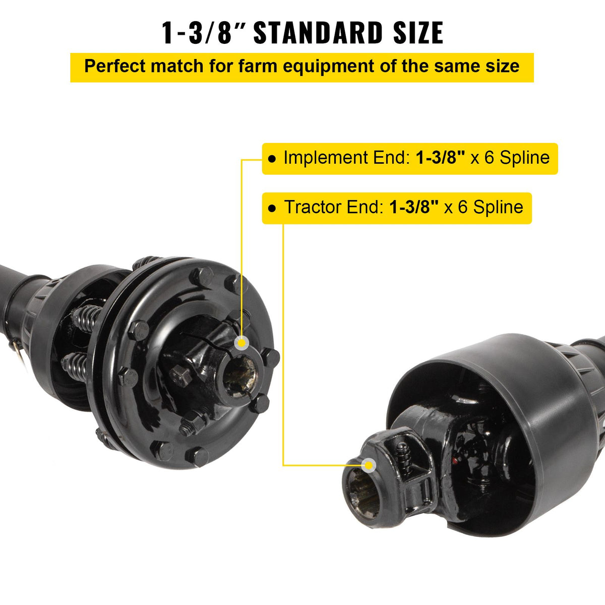 PTO Shaft, 1-3/8\" PTO Drive Shaft, 6 Spline Both Ends PTO Driveline Shaft, Series 5