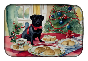Pug Christmas Cookies Dish-Drying Mat