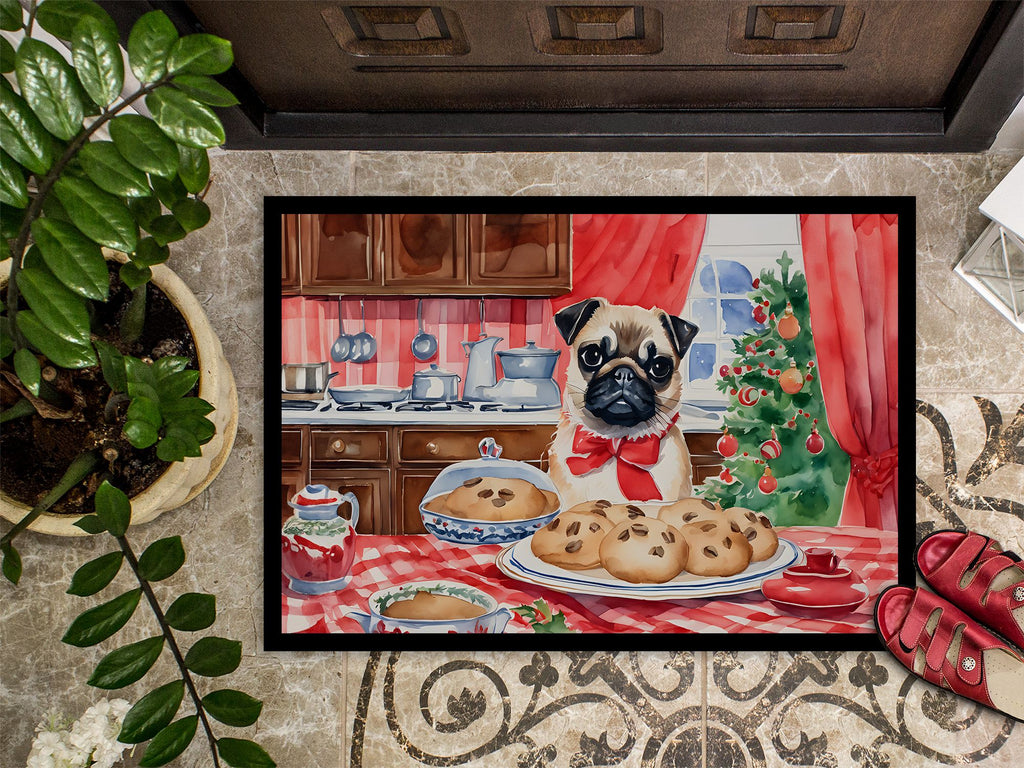 Pug Christmas Cookies Indoor-Outdoor Doormat