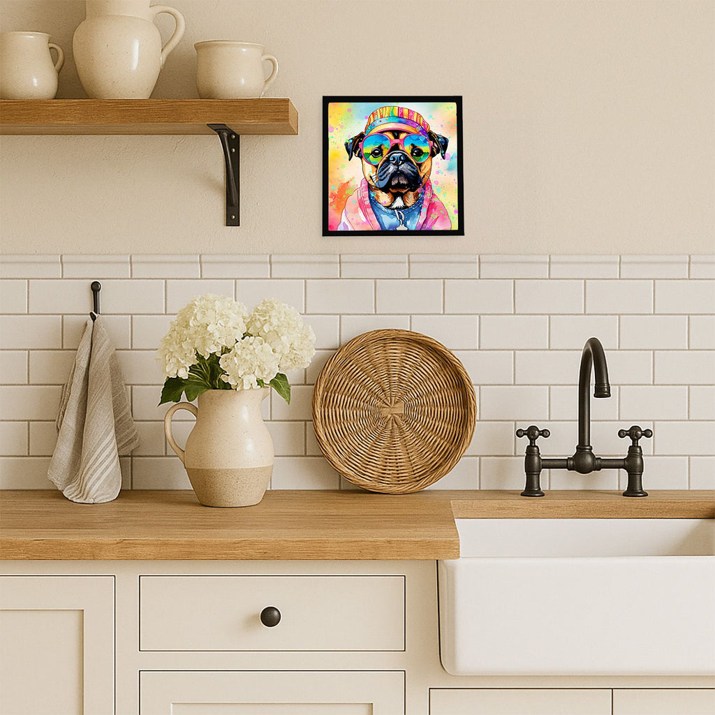Pug Hippie Dawg Framed Wall Art