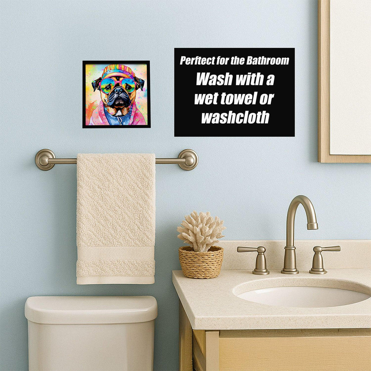 Pug Hippie Dawg Framed Wall Art