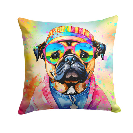 Pug Hippie Dawg Indoor-Outdoor Decorative Pillow