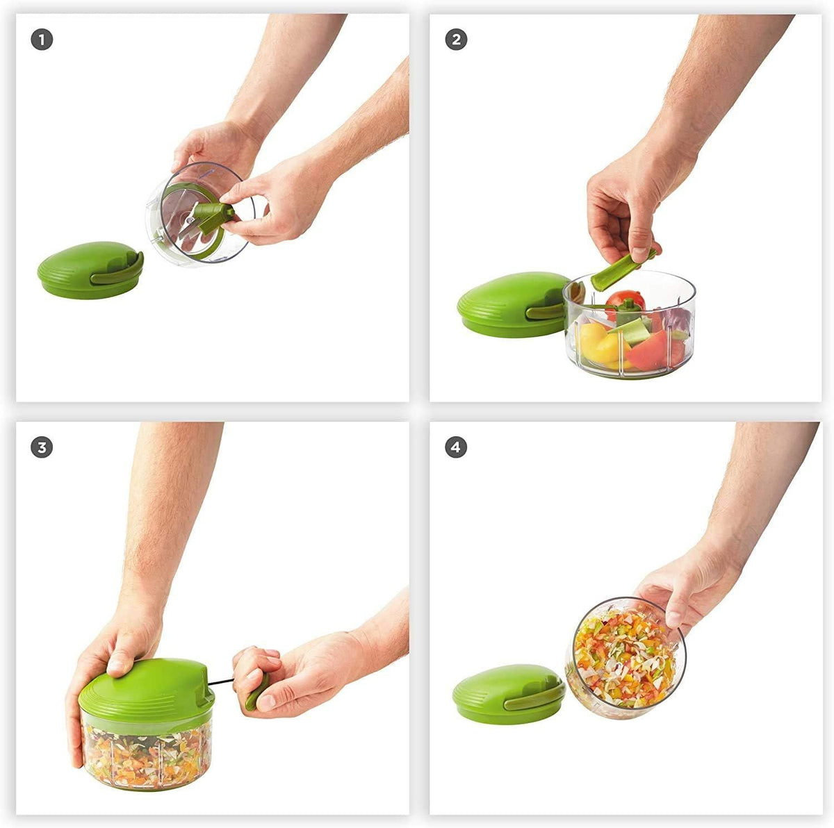 Green Manual Food Chopper with Cord Mechanism