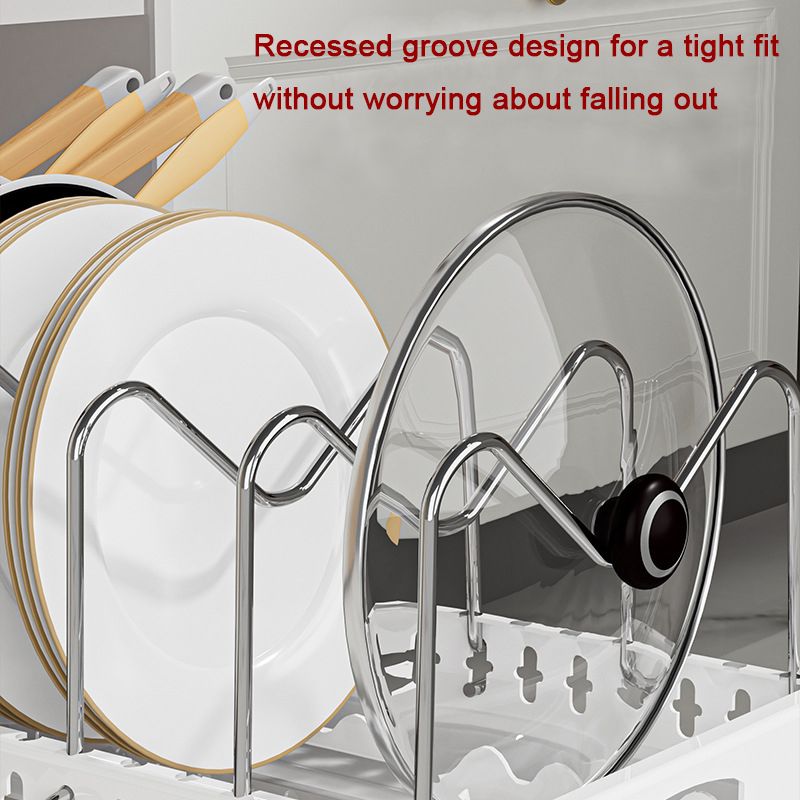 Adjustable Pull-Out Pots and Pans Lid Draining Rack with Tray