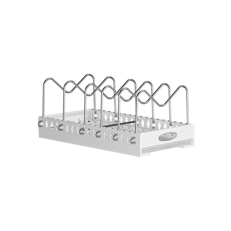 Adjustable Pull-Out Pots and Pans Lid Draining Rack with Tray