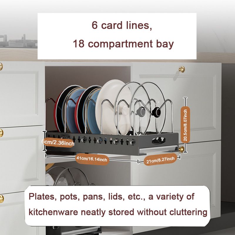 Adjustable Pull-Out Pots and Pans Lid Draining Rack with Tray