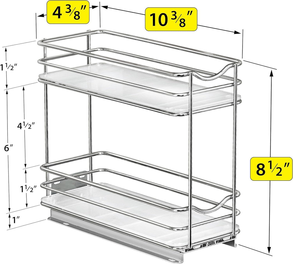 Two-Tier Pull-Out Spice Rack for Kitchen Cabinets