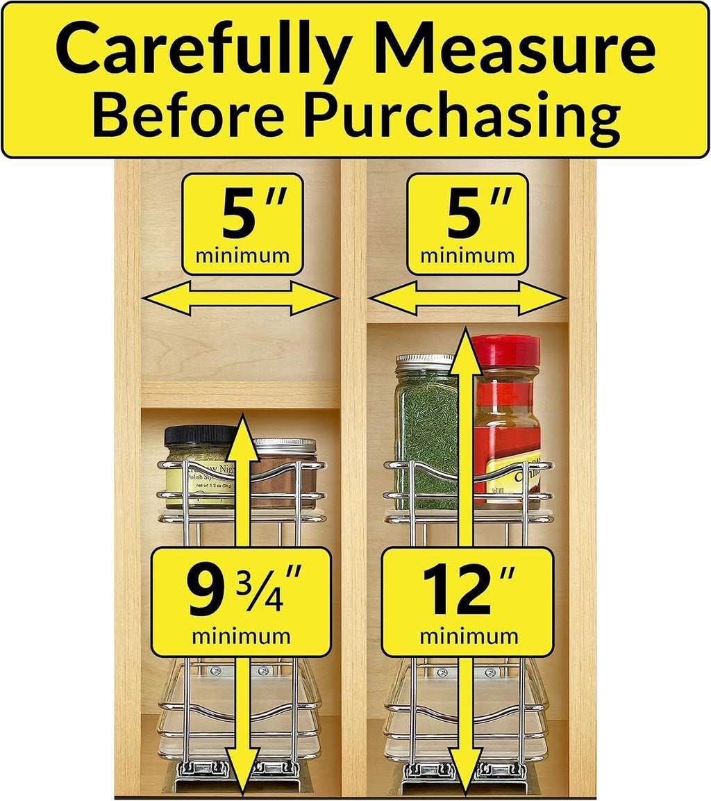 Two-Tier Pull-Out Spice Rack for Kitchen Cabinets