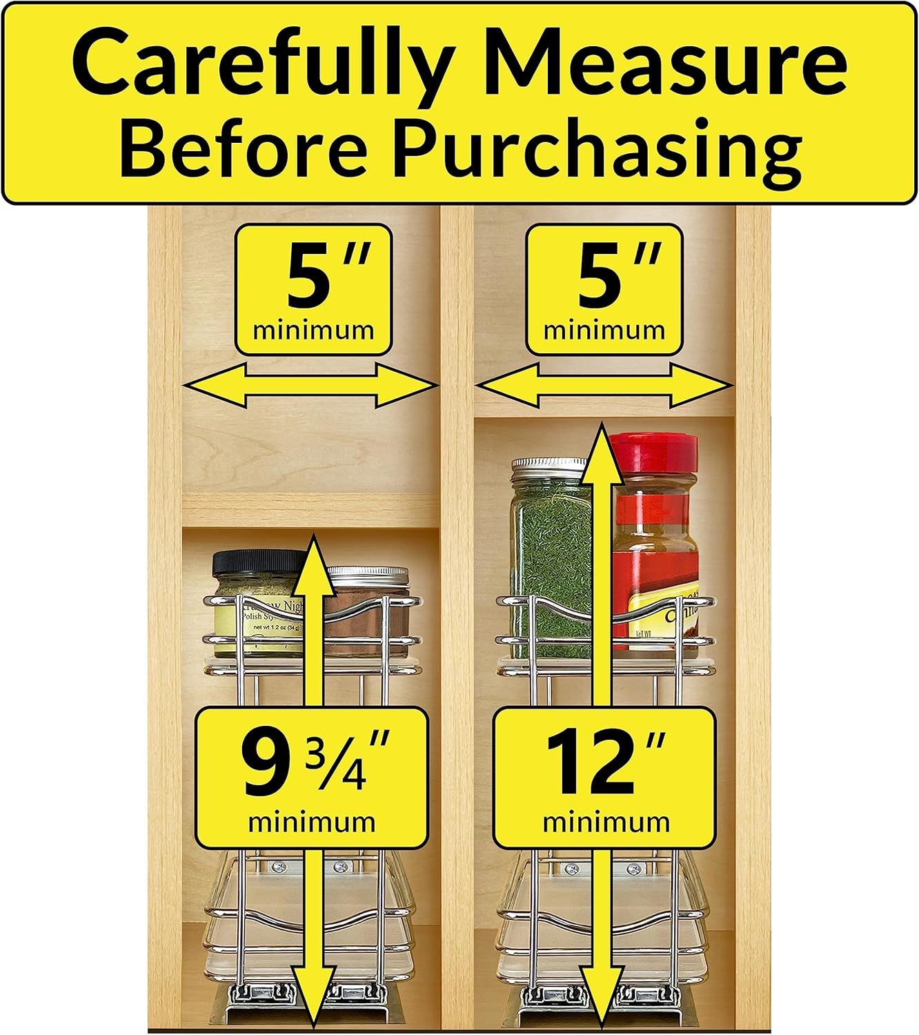 Two-Tier Pull-Out Spice Rack for Kitchen Cabinets