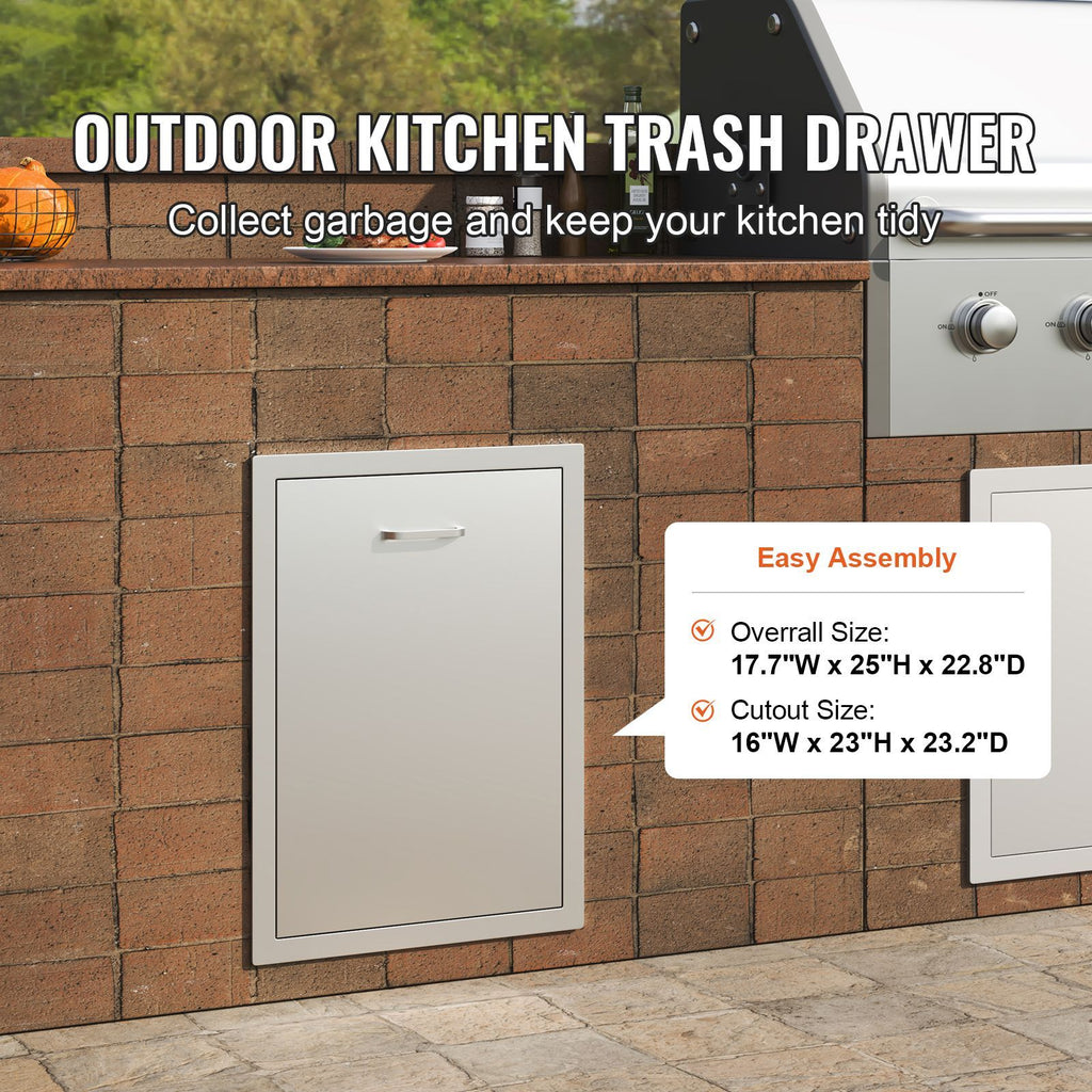 Enclosed Pull-Out Trash Drawer for Outdoor Kitchens