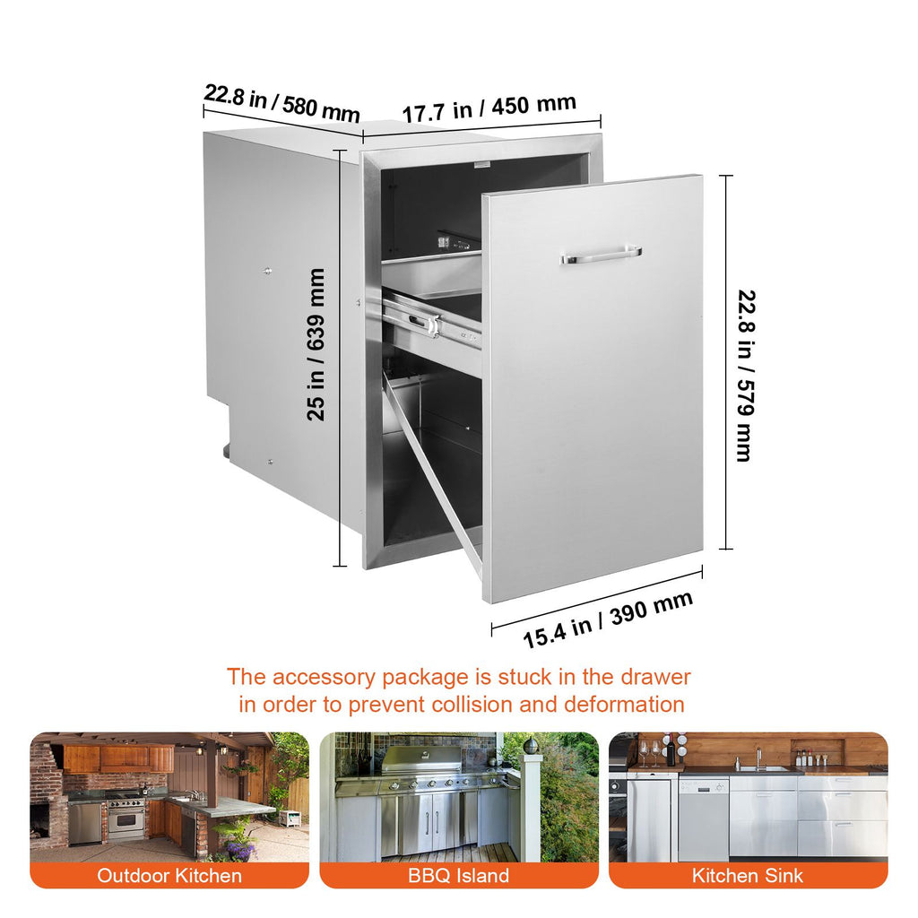 Enclosed Pull-Out Trash Drawer for Outdoor Kitchens