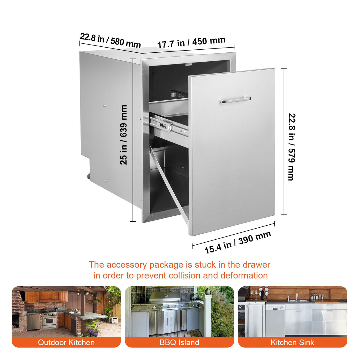 Enclosed Pull-Out Trash Drawer for Outdoor Kitchens