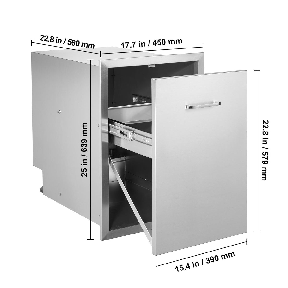 Enclosed Pull-Out Trash Drawer for Outdoor Kitchens
