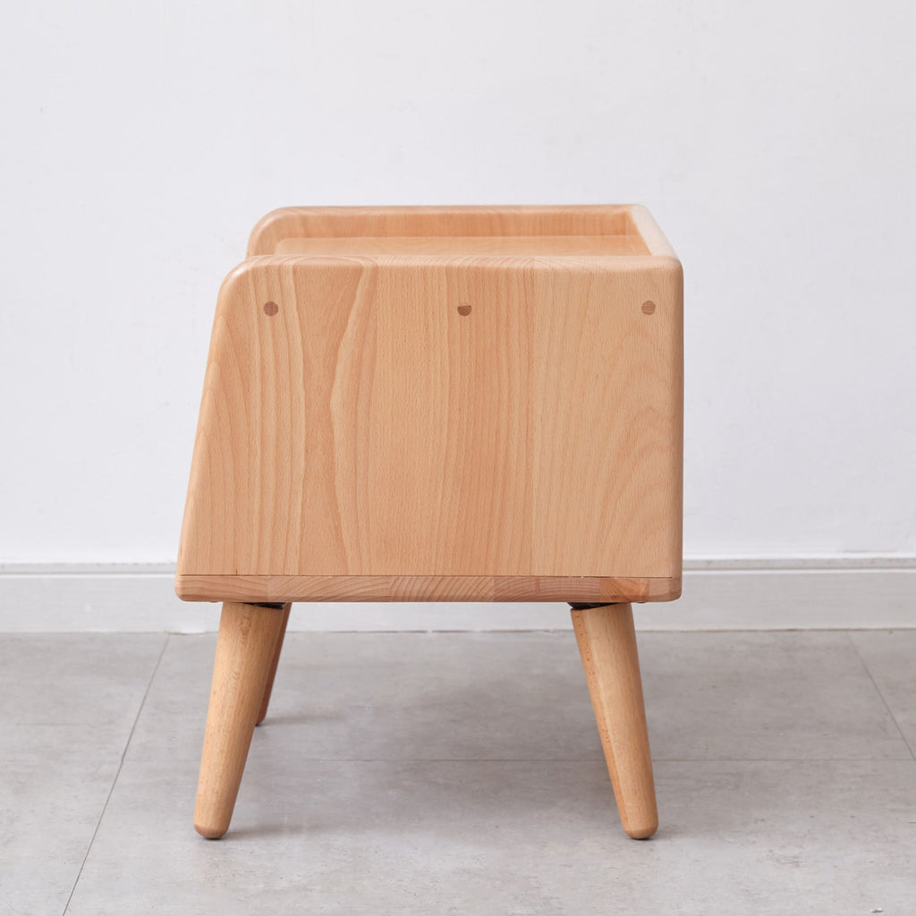 Nordic Bedside Cabinet with Open Storage and Cable Access