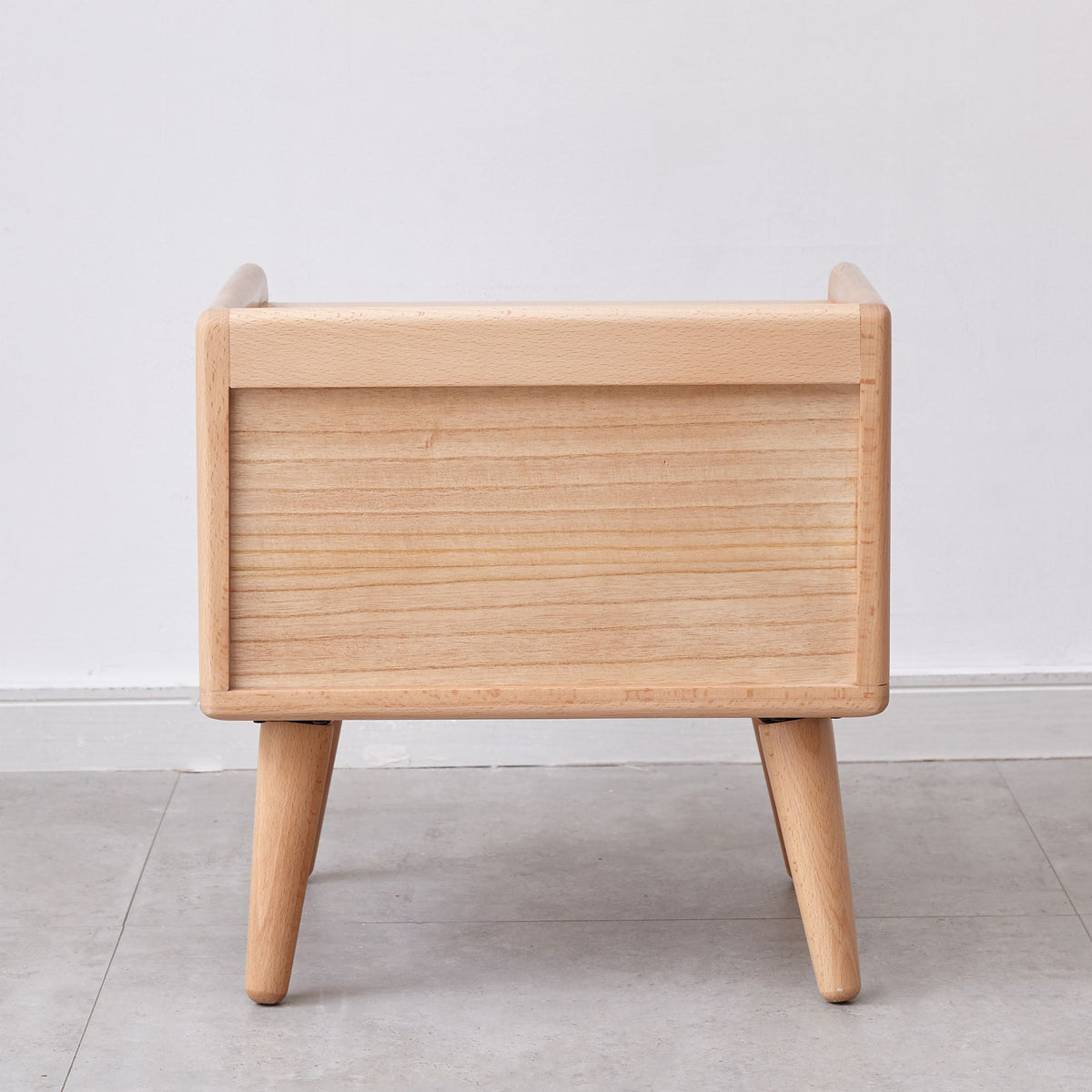 Nordic Bedside Cabinet with Open Storage and Cable Access