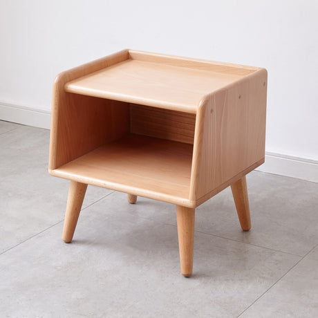Nordic Bedside Cabinet with Open Storage and Cable Access