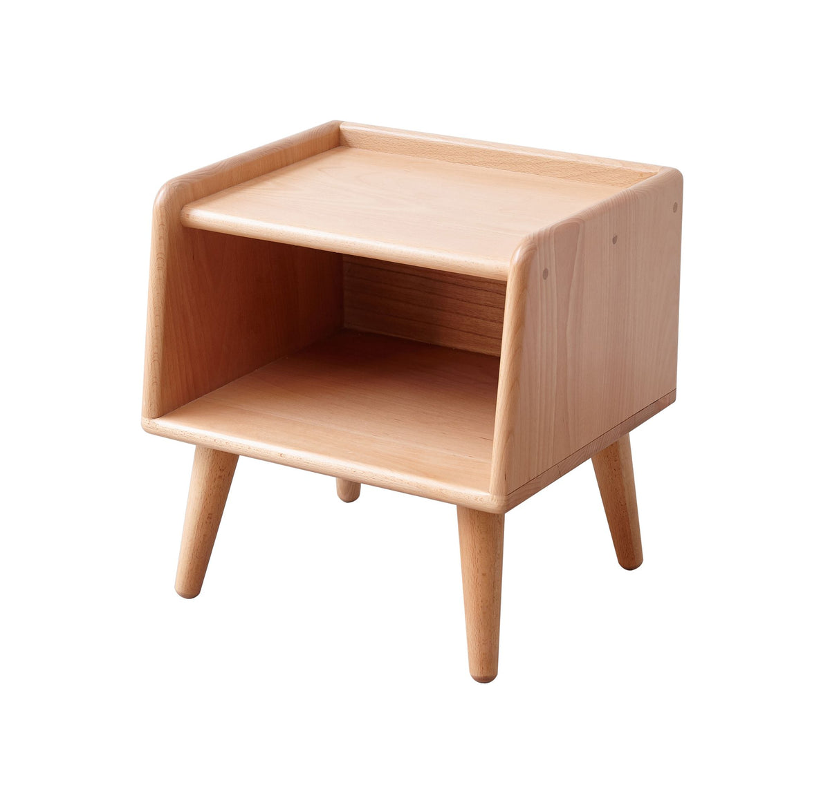 Nordic Bedside Cabinet with Open Storage and Cable Access